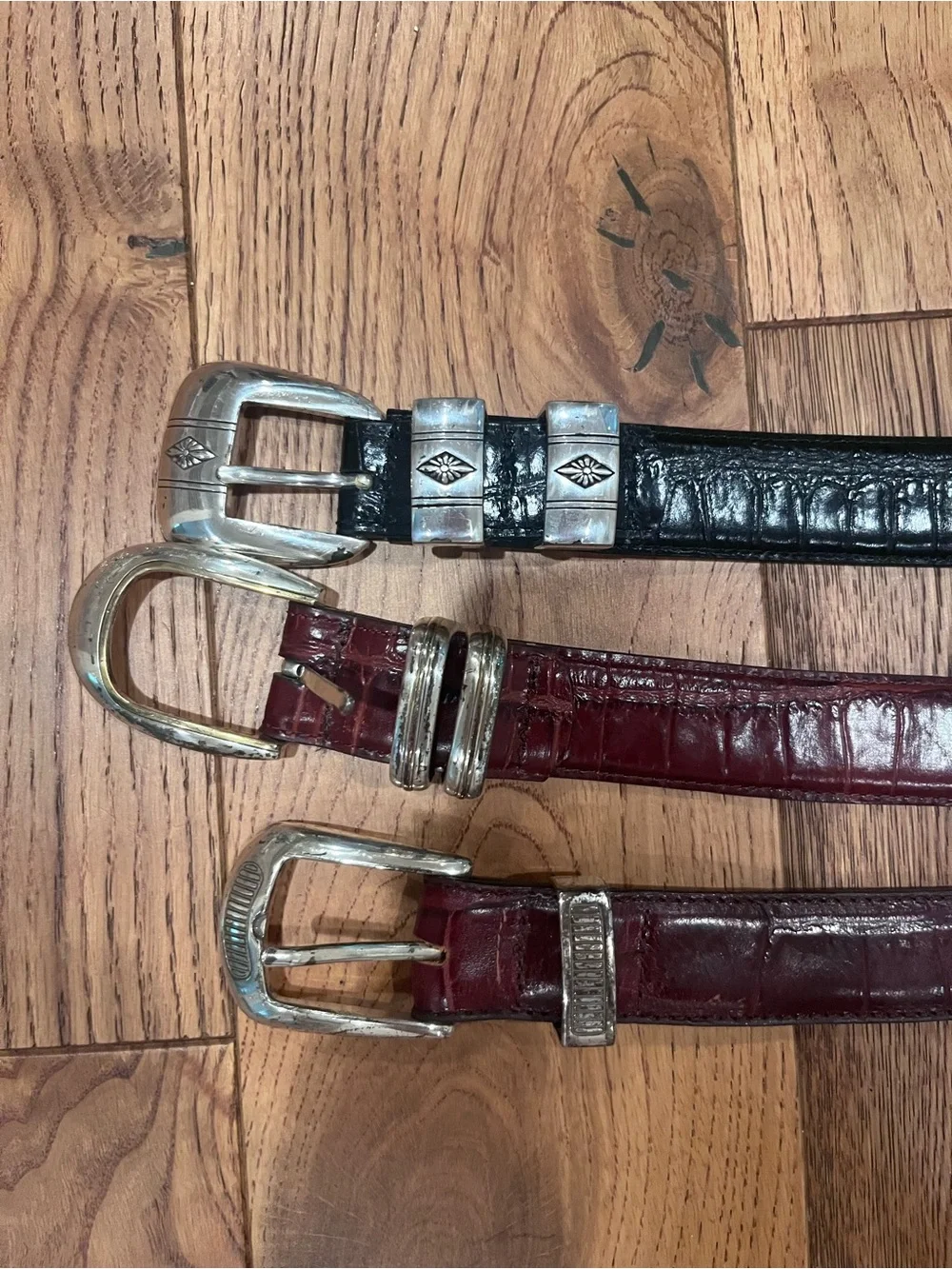 Three Leather Western-style Golf Belts with Silver Buckles - 48”